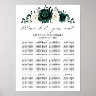 Emerald Greenery Eucalyptus Wedding Chart Poster