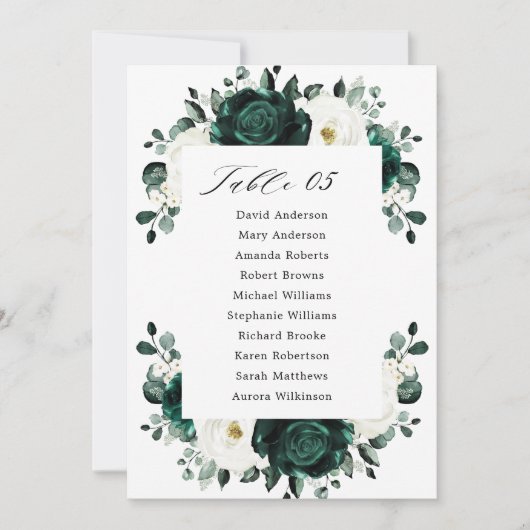 Emerald Greenery Eucalyptus Wedding Seating Chart Einladung (Vorderseite)