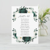 Emerald Greenery Eucalyptus Wedding Seating Chart Einladung (Stehend Vorderseite)