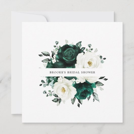 Emerald Greenery Eucalyptus White Brautparty Einladung (Rückseite)