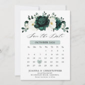 Emerald Greenery Eucalyptus White Floral Calendar Save The Date (Vorderseite)