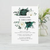 Emerald Greenery Eucalyptus White Floral Wedding Einladung (Stehend Vorderseite)