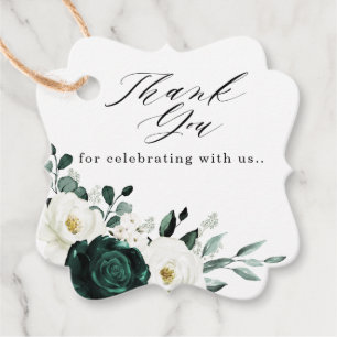 Emerald Greenery Eucalyptus White Floral Wedding Geschenkanhänger