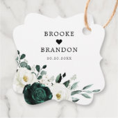 Emerald Greenery Eucalyptus White Floral Wedding Geschenkanhänger (Rückseite)