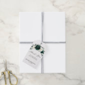 Emerald Greenery Eucalyptus White Floral Wedding Geschenkanhänger (Mit Garn)