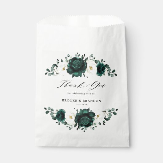 Emerald Greenery Eucalyptus White Floral Wedding Geschenktütchen (Vorderseite)