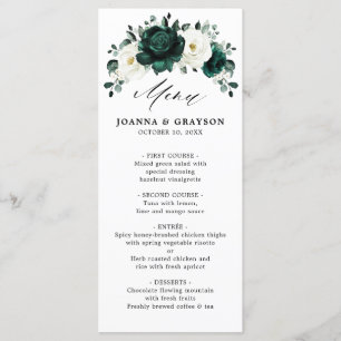 Emerald Greenery Eucalyptus White Floral Wedding Menükarte