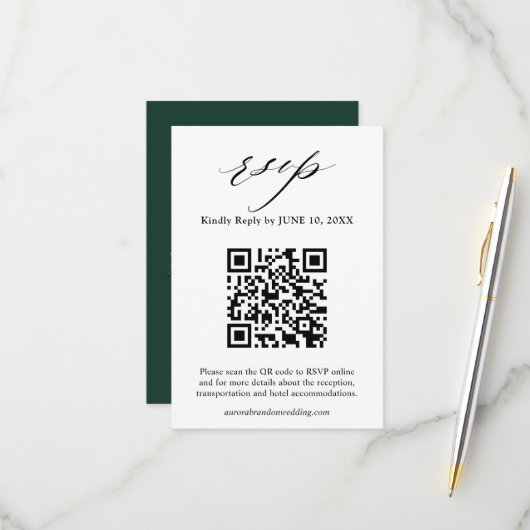 Emerald Greenery Eucalyptus White Floral Wedding R RSVP Karte (Vorderseite/Rückseite Beispiel)