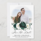 Emerald Greenery Eucalyptus White Floral Wedding Save The Date (Vorderseite)