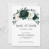 Emerald Greenery Eucalyptus White Floral Wedding Save The Date (Vorderseite)