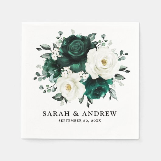 Emerald Greenery Eucalyptus White Floral Wedding Serviette (Vorderseite)