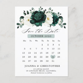 Emerald Greenery Eucalyptus White Save the Date Postkarte