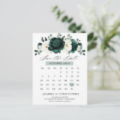 Emerald Greenery Eucalyptus White Save the Date Postkarte (Stehend Vorderseite)