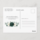 Emerald Greenery Eucalyptus White Save the Date Postkarte (Rückseite)