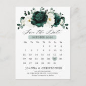 Emerald Greenery Eucalyptus White Save the Date Postkarte (Vorderseite)