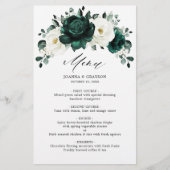Emerald Greenery Eucalyptus White Wedding Menu (Vorderseite)