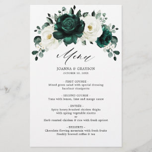 Emerald Greenery Eucalyptus White Wedding Menu