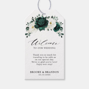 Emerald Greenery Eucalyptus White Wedding Willkomm Geschenkanhänger