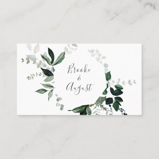 Emerald Greenery Flat Wedding Platzkarte (Rückseite)