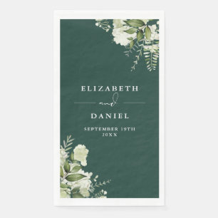 Emerald Greenery Floral Elegante Wedding Serviette