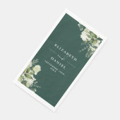 Emerald Greenery Floral Elegante Wedding Serviette (Ecke)