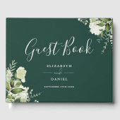 Emerald Greenery Floral Photo Wedding Gästebuch (Vorderseite)