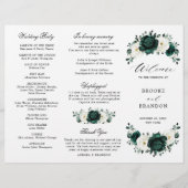 Emerald Greenery Floral Wedding Tri-Fold Programm (Vorderseite)