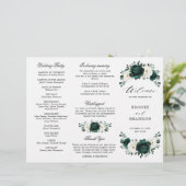Emerald Greenery Floral Wedding Tri-Fold Programm (Stehend Vorderseite)