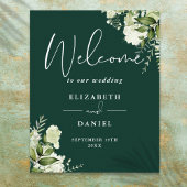 Emerald Greenery Floral Wedding Welcome Sign Poster