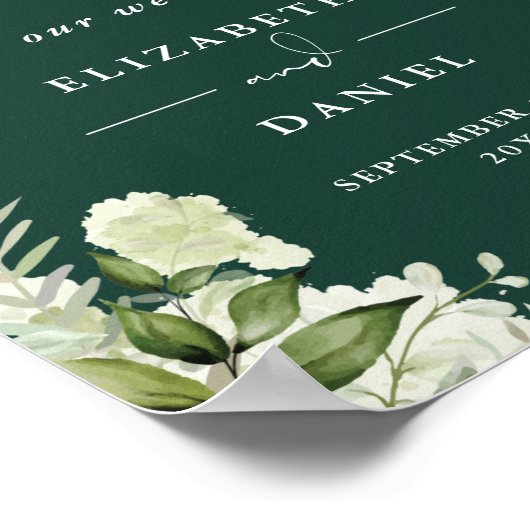 Emerald Greenery Floral Wedding Welcome Sign Poster (Ecke)