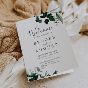 Emerald Greenery Folded Wedding Programm