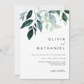 Emerald Greenery Foliage Blätter Botanische Hochze Einladung (Vorderseite)