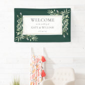 Emerald Greenery Foliage Wedding Willkommen Banner (Insitu)