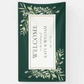 Emerald Greenery Foliage Wedding Willkommen Banner (Vertikal)