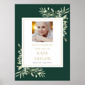 Emerald Greenery Foto Feier zum Lebenszeichen Poster (Vorne)