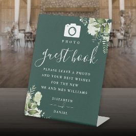 Emerald Greenery Foto Guest Book Wedding Sockelschild