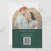Emerald Greenery Foto QR Code Boho Arch Wedding Einladung (Rückseite)