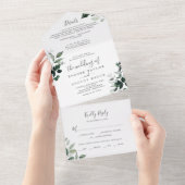 Emerald Greenery Foto Wedding All in One Einladung (Abreißen)