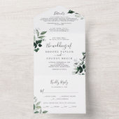 Emerald Greenery Foto Wedding All in One Einladung (Innen Boden)