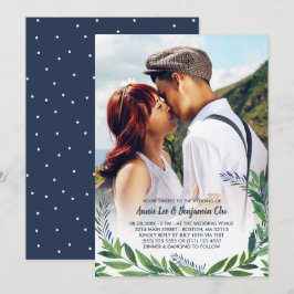 Emerald Greenery Foto Wedding Einladung