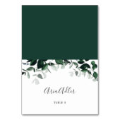 Emerald Greenery Gastname Wedding Platzkarte Tischnummer (Vorderseite)