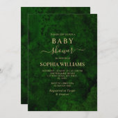 Emerald Greenery & Gold Calligraphy Baby Shower Einladung (Vorne/Hinten)