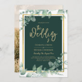 Emerald Greenery Gold FOTO WEDING EINLADUNG (Vorne/Hinten)