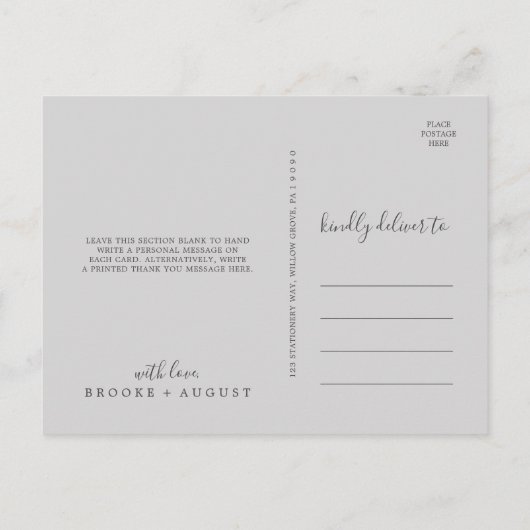 Emerald Greenery | Grau 3 Foto Danke Postcard Postkarte (Rückseite)