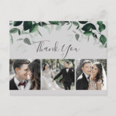 Emerald Greenery | Grau 3 Foto Danke Postcard Postkarte (Vorderseite)