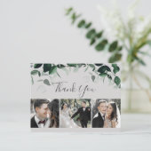 Emerald Greenery | Grau 3 Foto Danke Postcard Postkarte (Stehend Vorderseite)