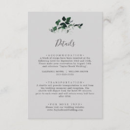 Emerald Greenery | Graue Hochzeitdetails Begleitkarte