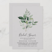 Emerald Greenery | Graues Brautparty Einladung (Vorne/Hinten)