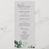 Emerald Greenery | Gray Wedding Program Programm (Vorderseite)