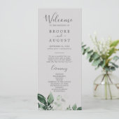 Emerald Greenery | Gray Wedding Program Programm (Stehend Vorderseite)